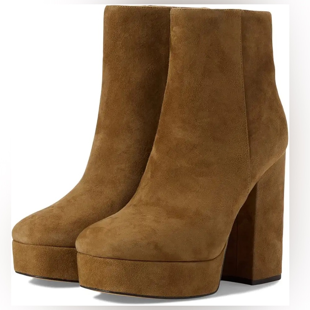 Coach Suede Platform Ankle Boots in Brown